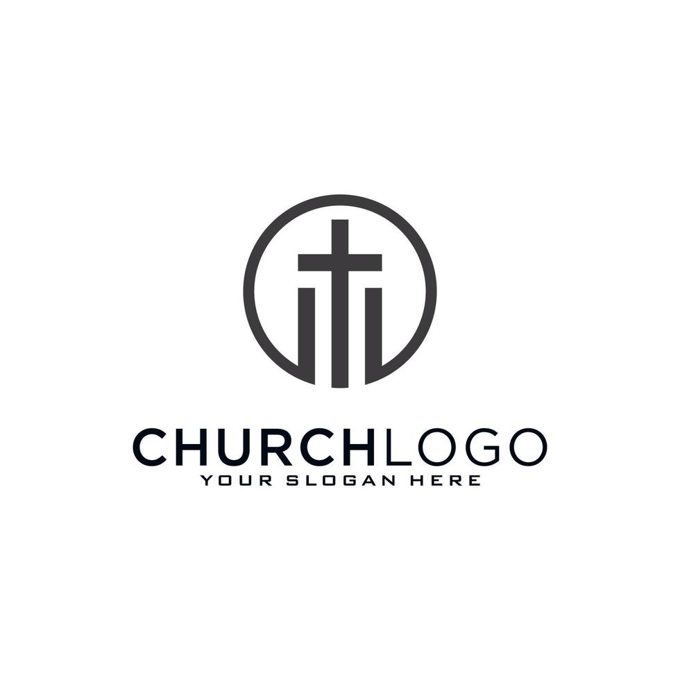 Church logo. Christian symbols. The Cross of Jesus, the fire of the Holy Spirit and the dove. vector