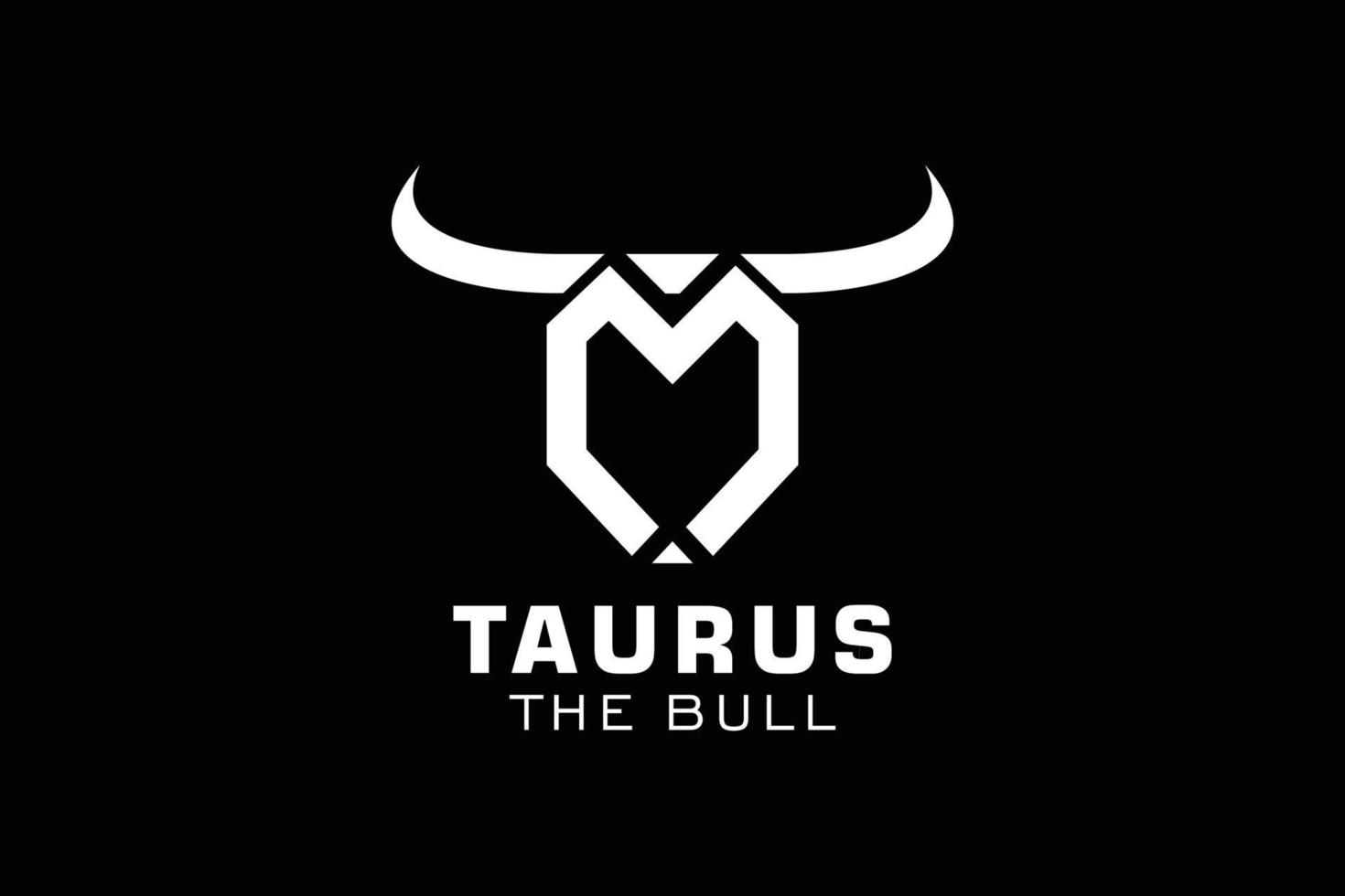 logotipo de letra m, logotipo de toro, logotipo de toro de cabeza, elemento de plantilla de diseño de logotipo de monograma vector