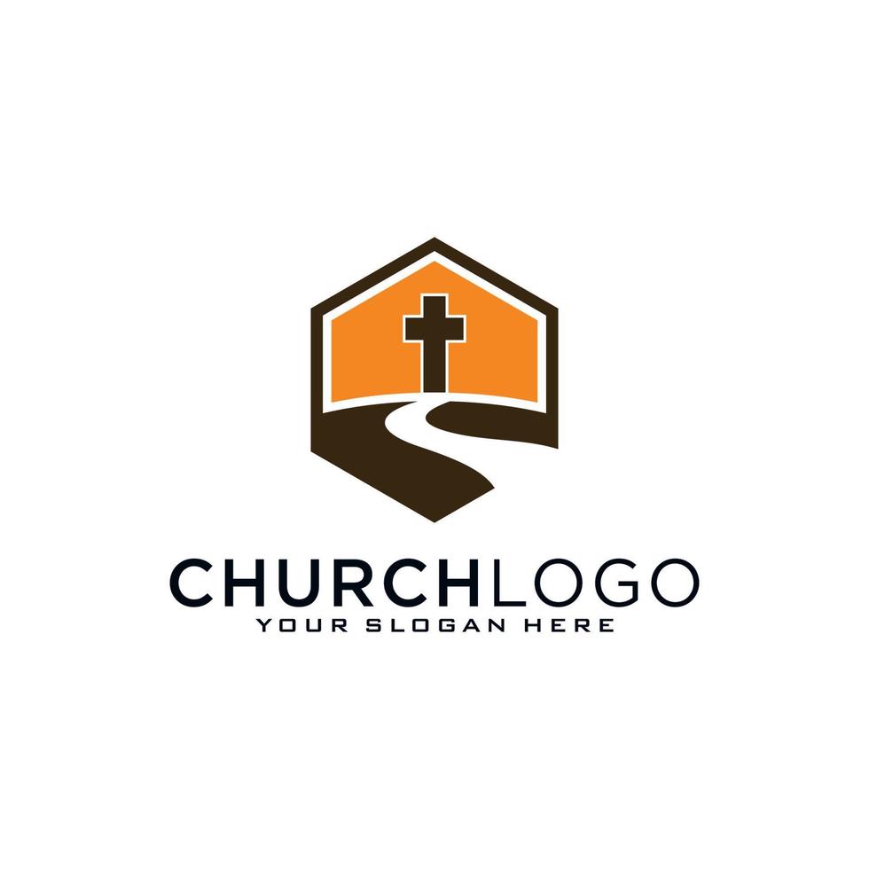 Church logo. Christian symbols. The Cross of Jesus, the fire of the Holy Spirit and the dove. vector