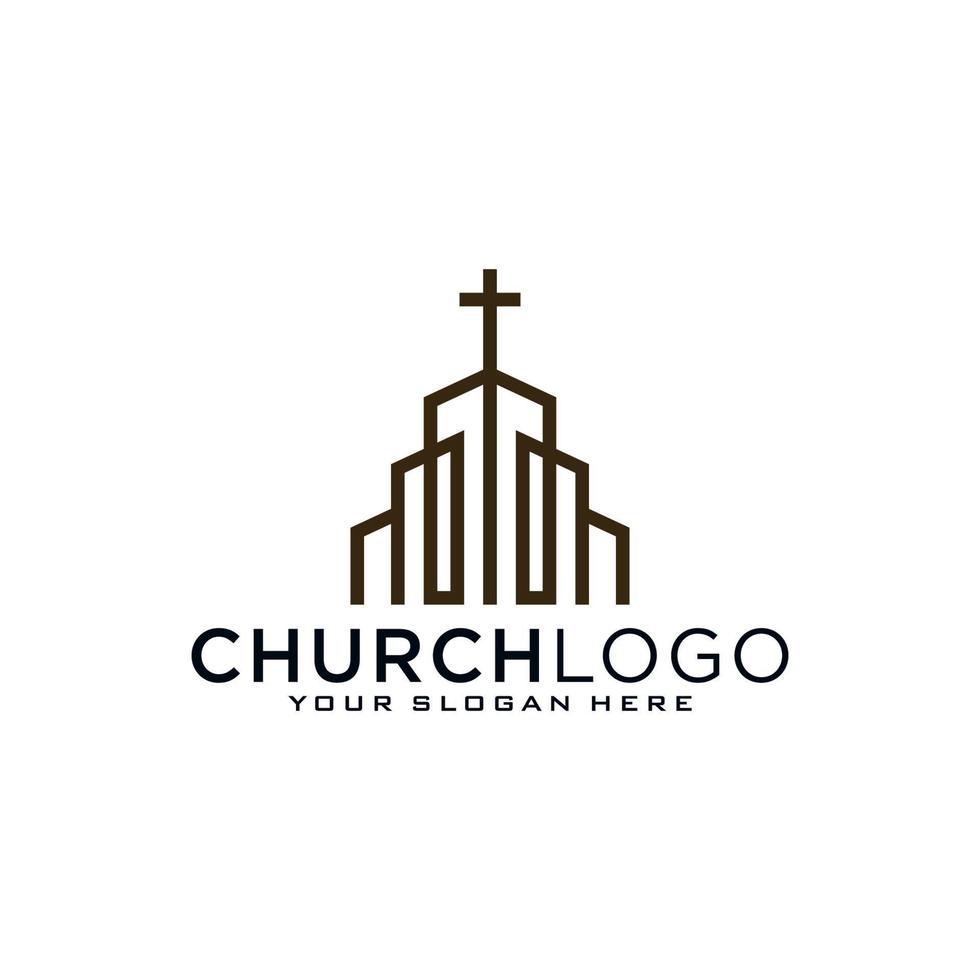 Church logo. Christian symbols. The Cross of Jesus, the fire of the Holy Spirit and the dove. vector