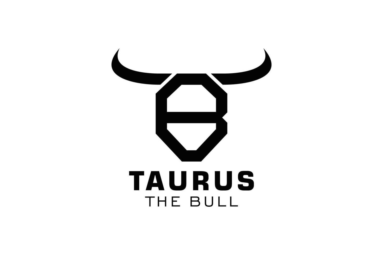 logotipo de letra b, logotipo de toro, logotipo de toro de cabeza, elemento de plantilla de diseño de logotipo de monograma vector