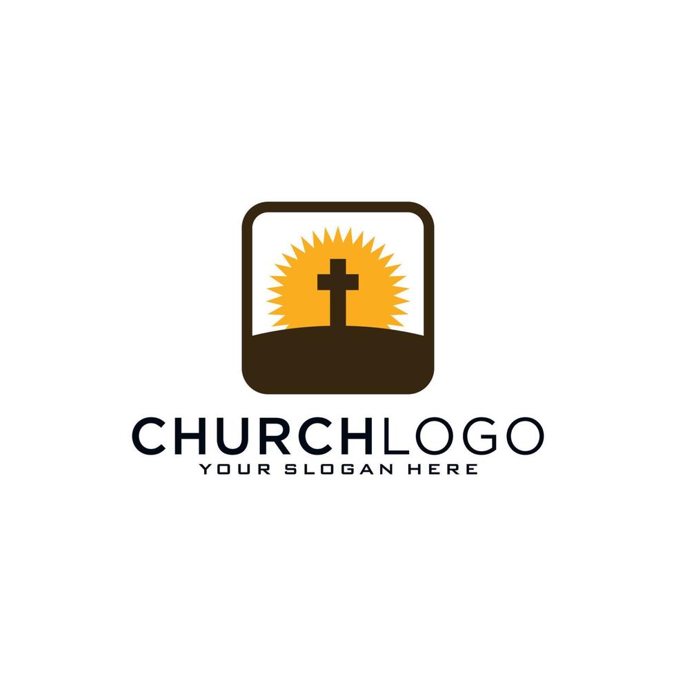 Church logo. Christian symbols. The Cross of Jesus, the fire of the Holy Spirit and the dove. vector