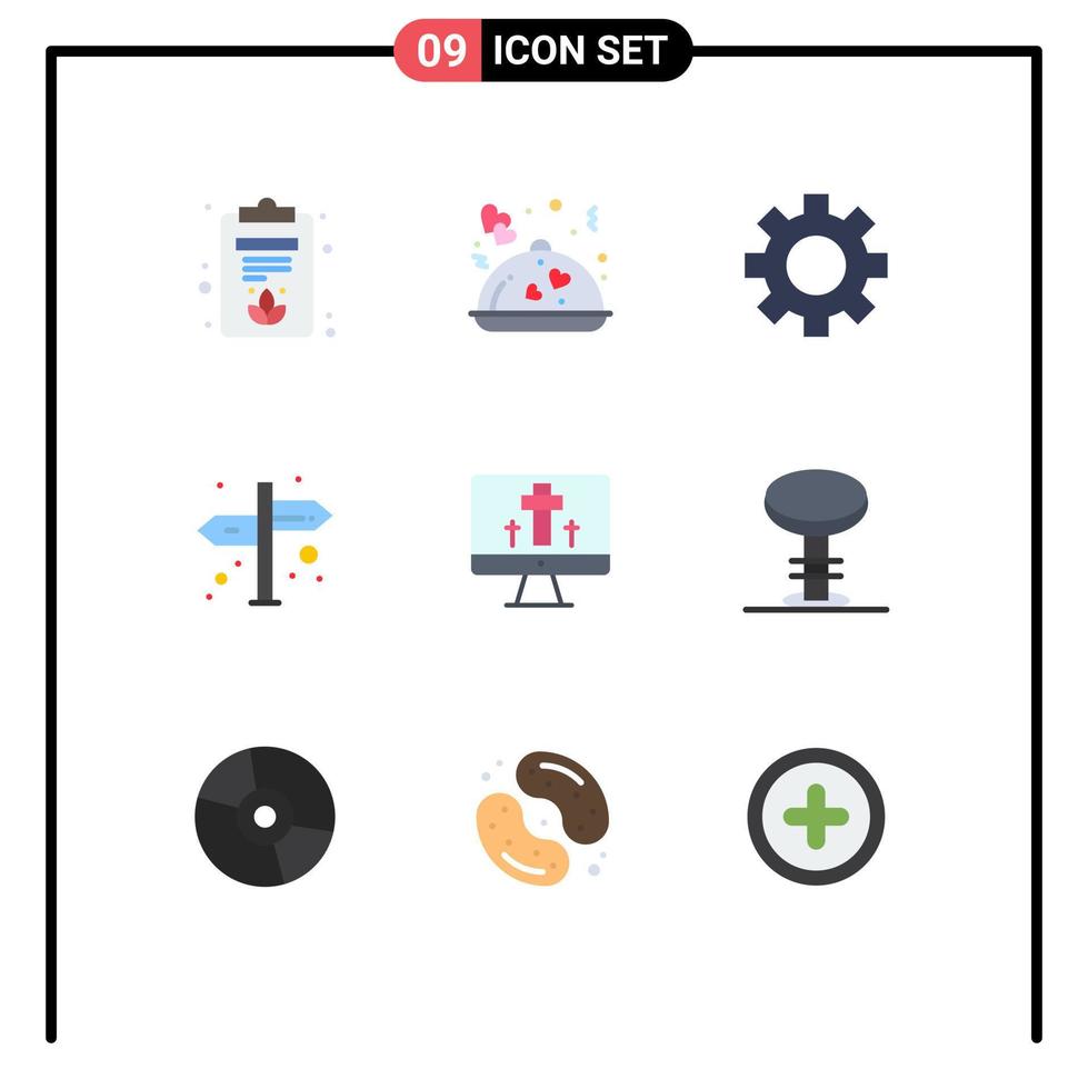 Editable Vector Line Pack of 9 Simple Flat Colors of bar easter settings screen sign Editable Vector Design Elements