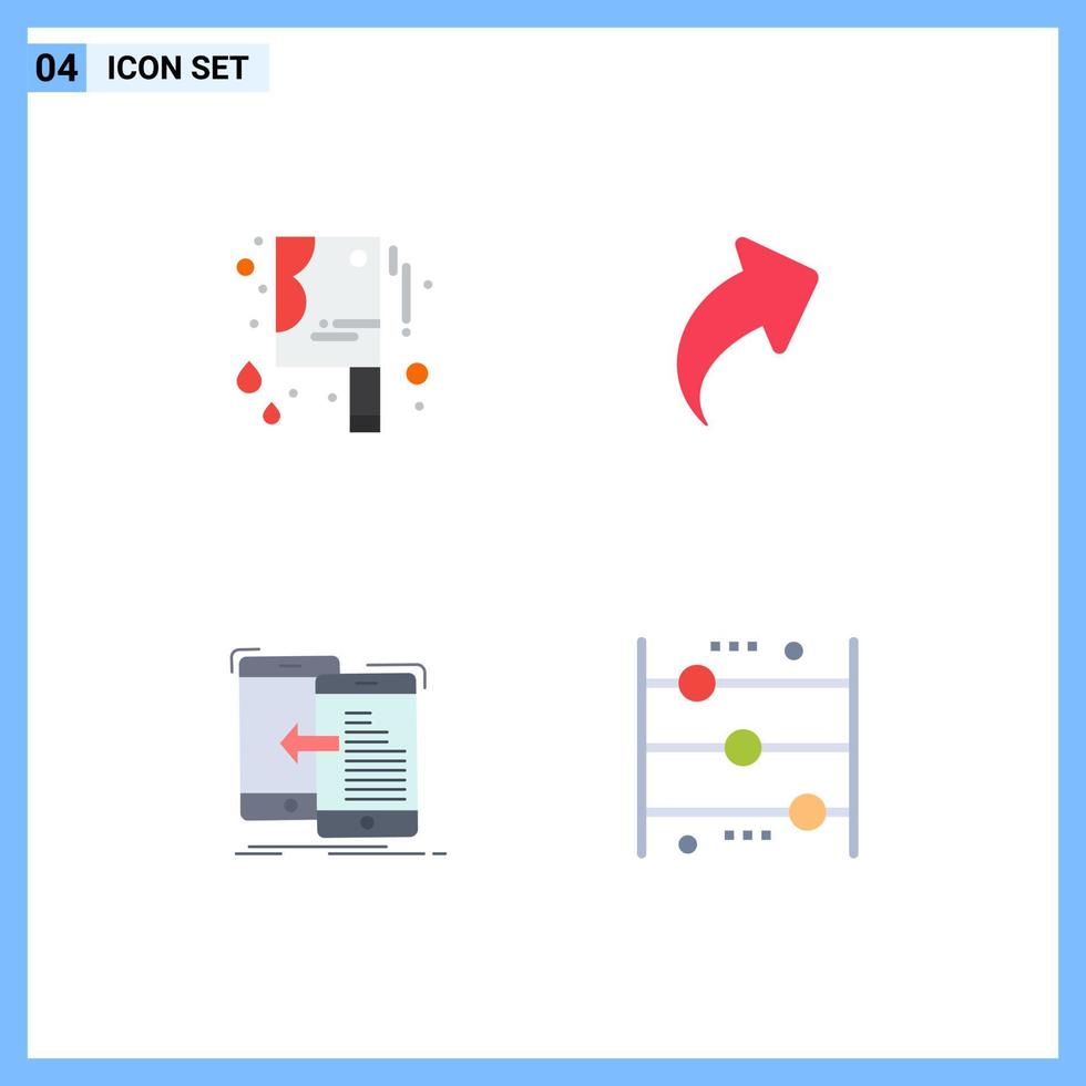 Pack of 4 Modern Flat Icons Signs and Symbols for Web Print Media such as bloody knife mobile arrow right move Editable Vector Design Elements