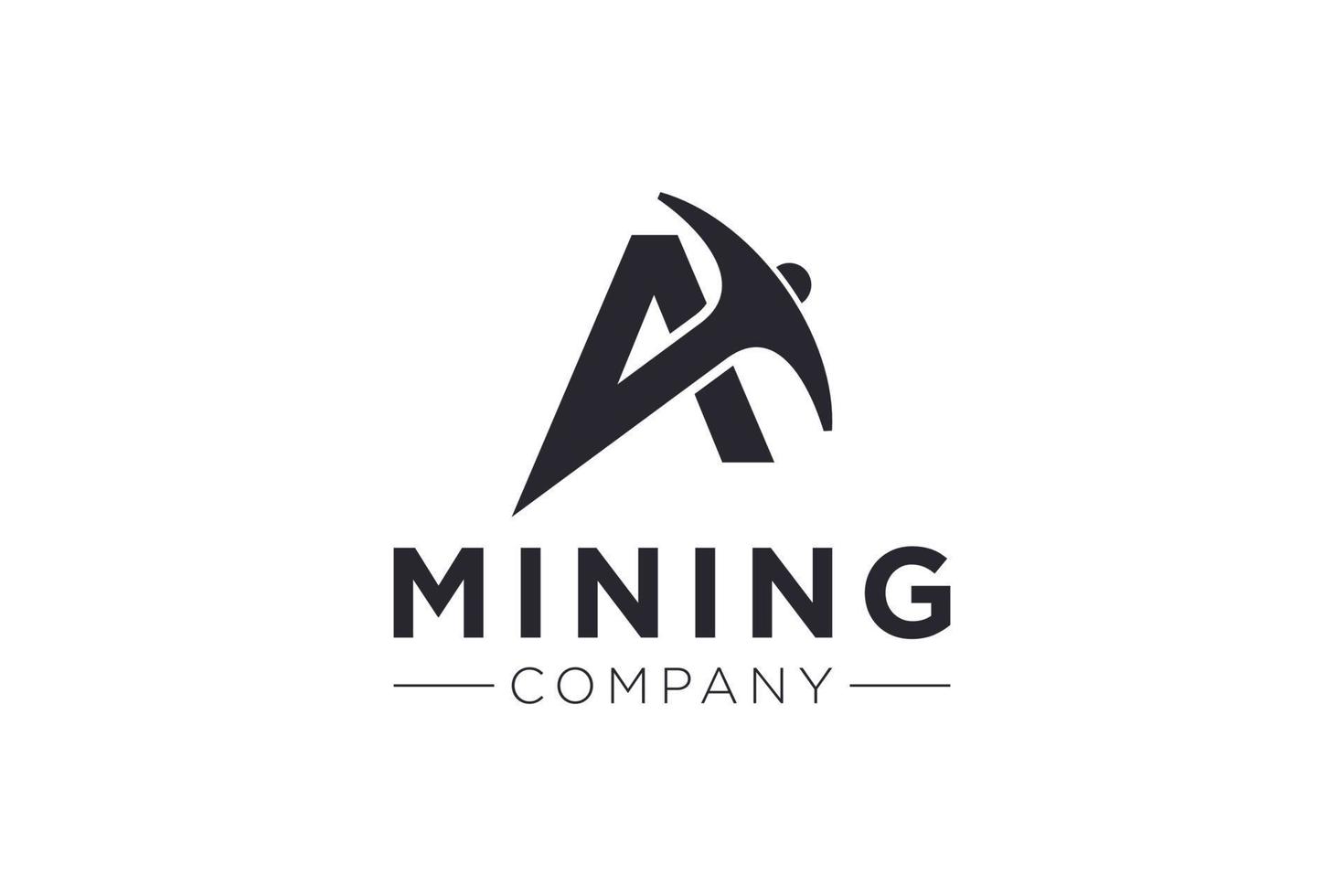 Letter A Mining logo icon design template vector illustration