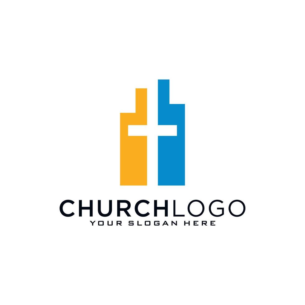 Church logo. Christian symbols. The Cross of Jesus, the fire of the Holy Spirit and the dove. vector