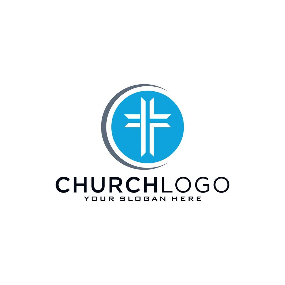 Church logo. Christian symbols. The Cross of Jesus, the fire of the Holy Spirit and the dove. vector