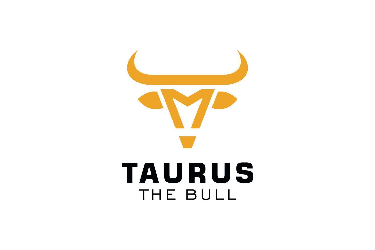 logotipo de letra m, logotipo de toro, logotipo de toro de cabeza, elemento de plantilla de diseño de logotipo de monograma vector