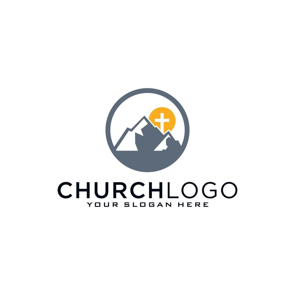 Church logo. Christian symbols. The Cross of Jesus, the fire of the Holy Spirit and the dove. vector