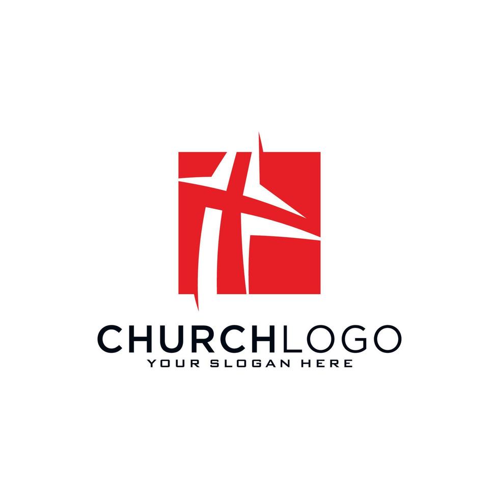 Church logo. Christian symbols. The Cross of Jesus, the fire of the Holy Spirit and the dove. vector