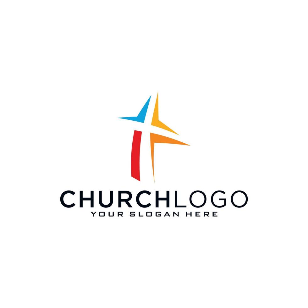 Church logo. Christian symbols. The Cross of Jesus, the fire of the Holy Spirit and the dove. vector