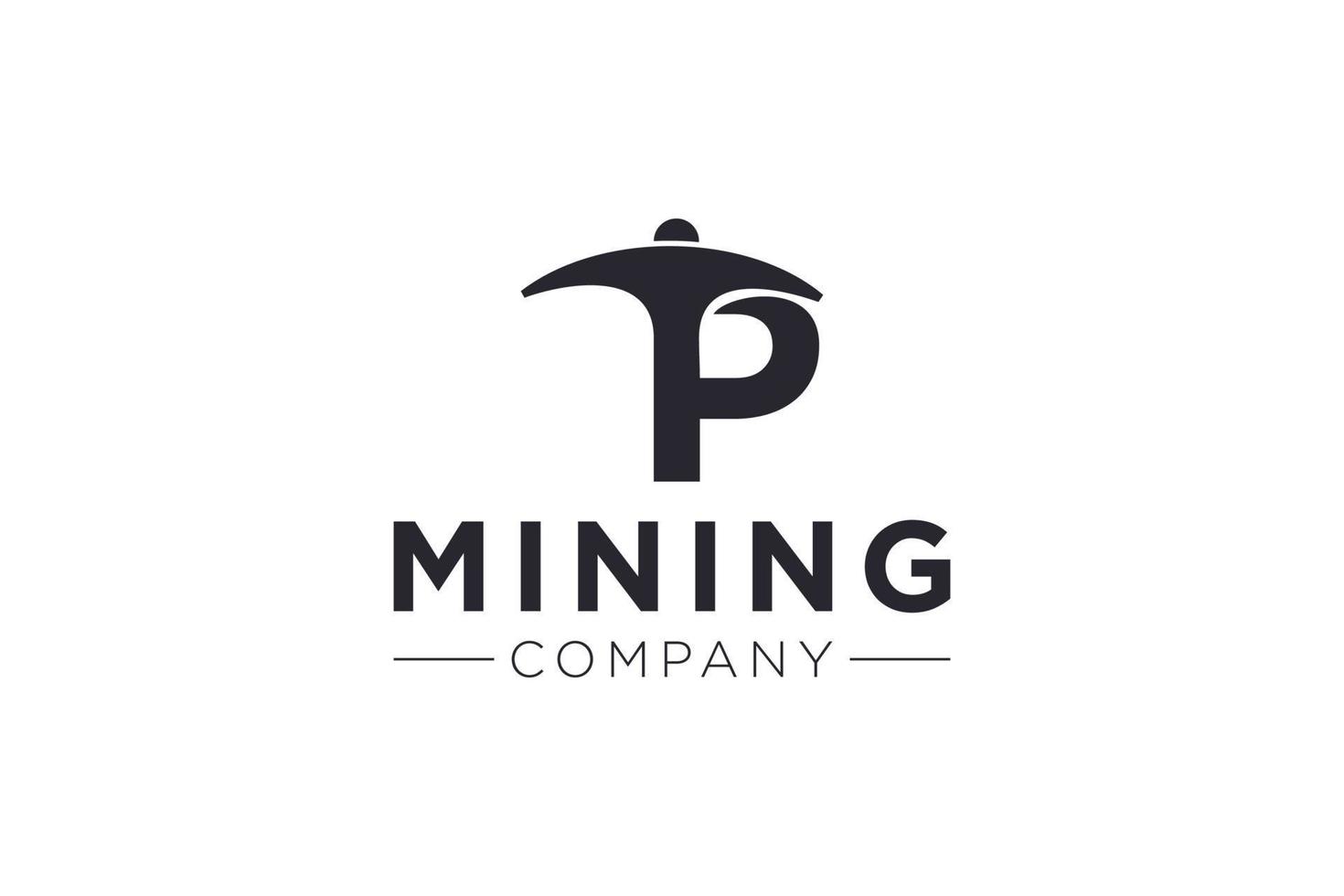 Letter P Mining logo icon design template vector illustration