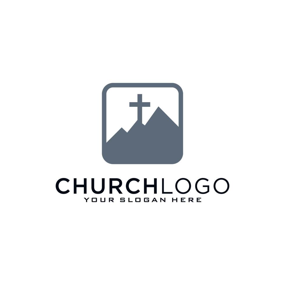 Church logo. Christian symbols. The Cross of Jesus, the fire of the Holy Spirit and the dove. vector