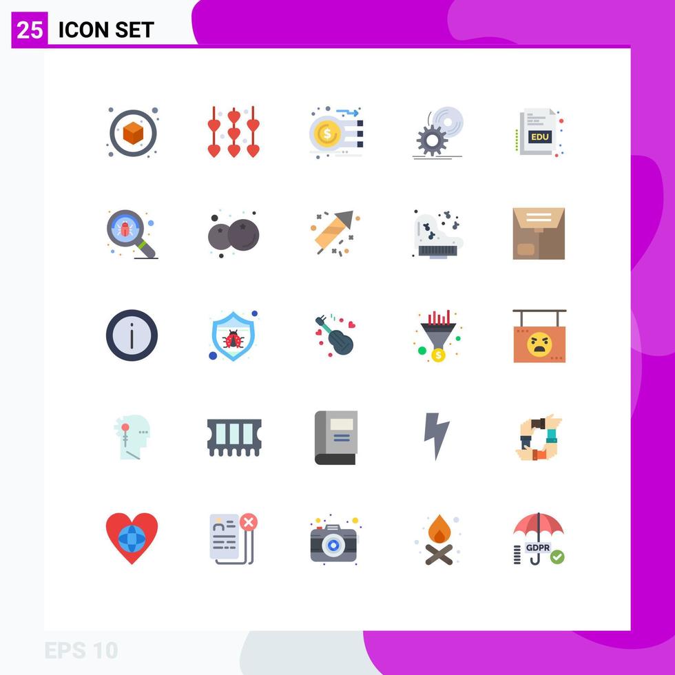 paquete de iconos vectoriales de stock de 25 signos y símbolos de línea para el software del libro moneda instalar cd elementos de diseño vectorial editables vector