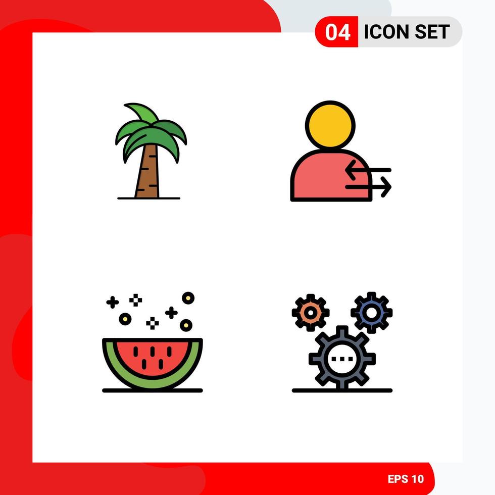 4 User Interface Filledline Flat Color Pack of modern Signs and Symbols of culture left indian tree cooking Editable Vector Design Elements