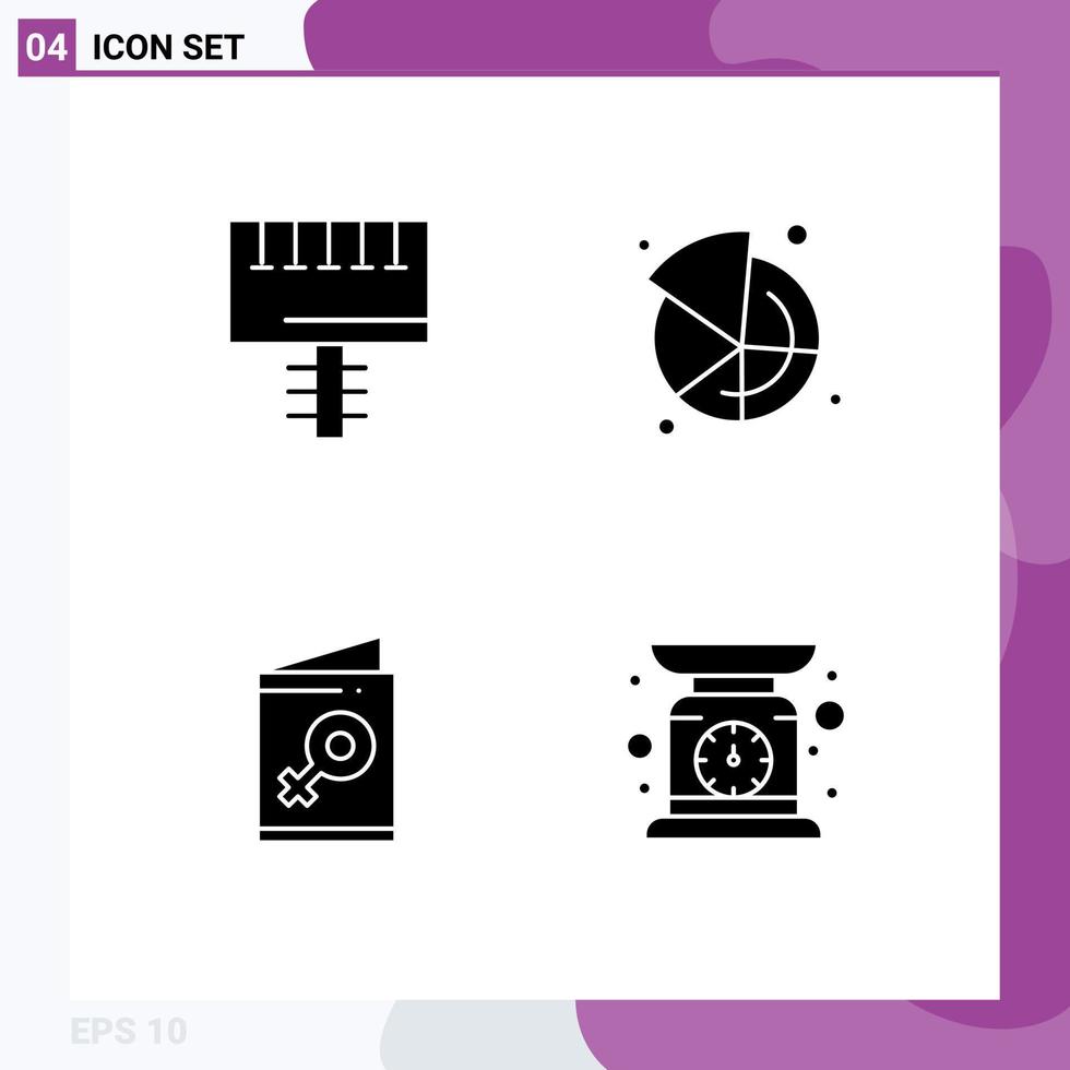 Set of 4 Modern UI Icons Symbols Signs for ad female signboard pie invite Editable Vector Design Elements