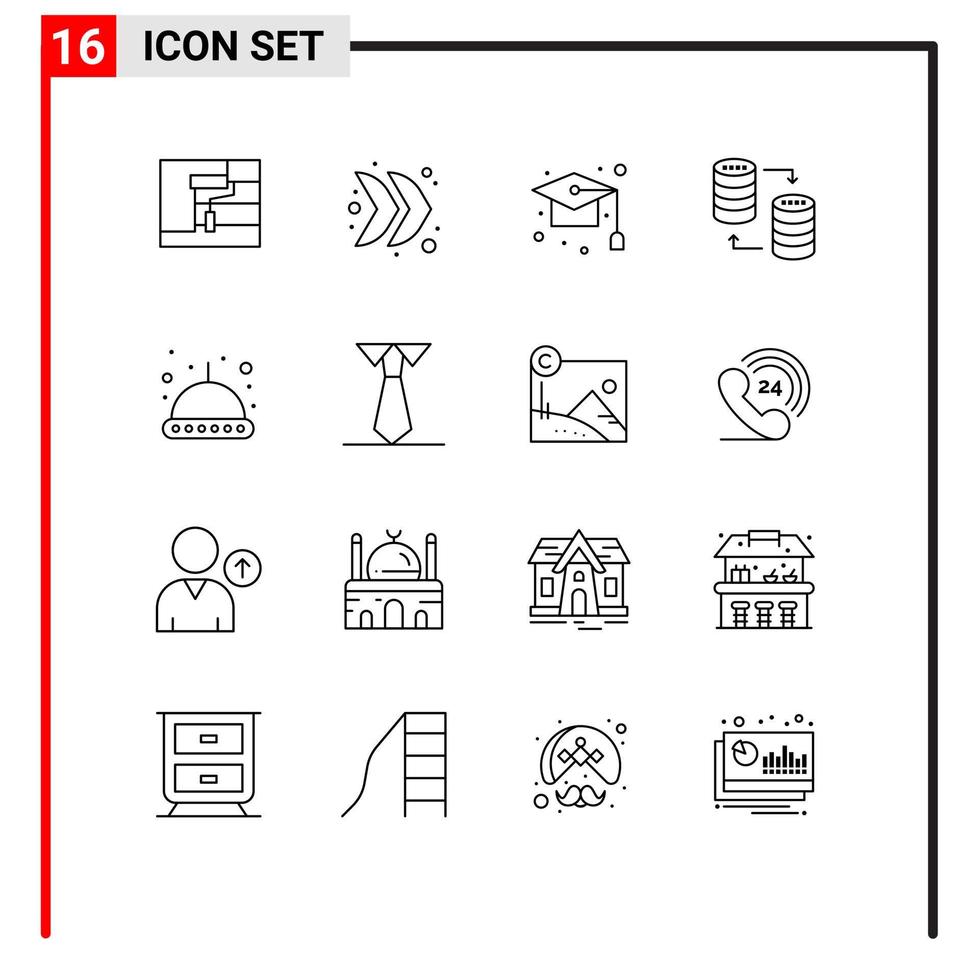 Pictogram Set of 16 Simple Outlines of share sql cap server study Editable Vector Design Elements