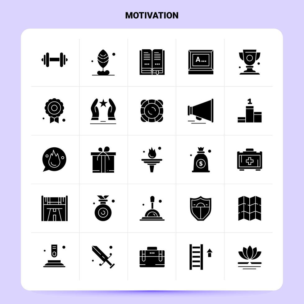 Solid 25 Motivation Icon set Vector Glyph Style Design Black Icons Set Web and Mobile Business ideas design Vector Illustration