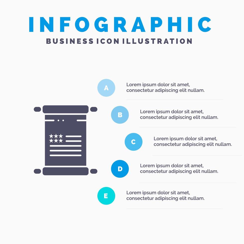 desplazamiento texto americano estados unidos sólido icono infografía 5 pasos presentación antecedentes vector