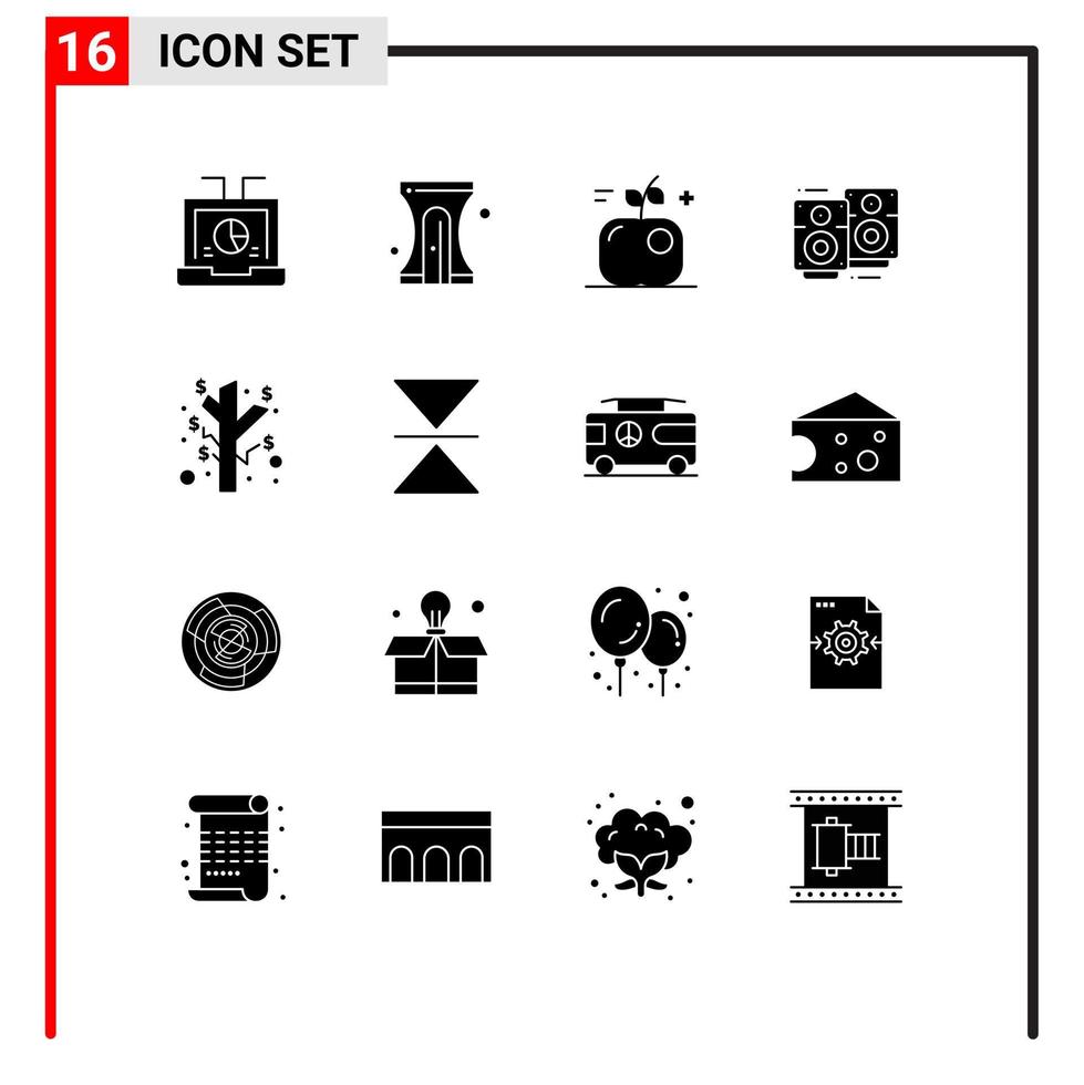 Editable Vector Line Pack of 16 Simple Solid Glyphs of earnings wedding sharpener love song science Editable Vector Design Elements