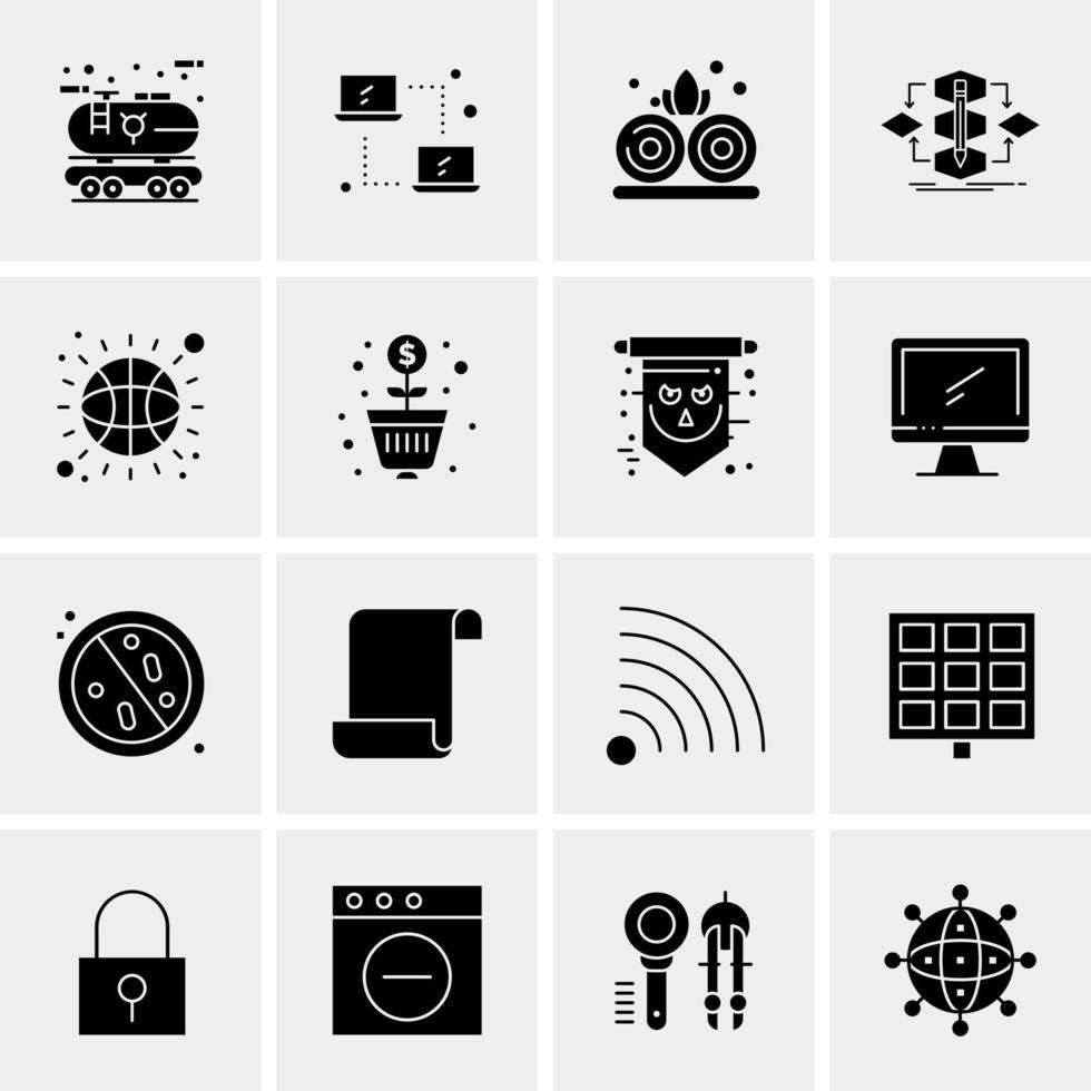 16 iconos de negocios universales vector ilustración de icono creativo para usar en proyectos relacionados con la web y dispositivos móviles