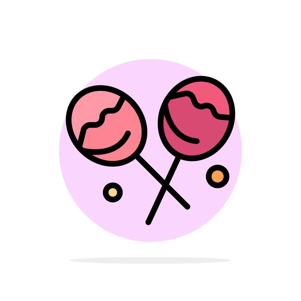 caramelo confitería corazón piruleta círculo abstracto fondo color plano icono vector