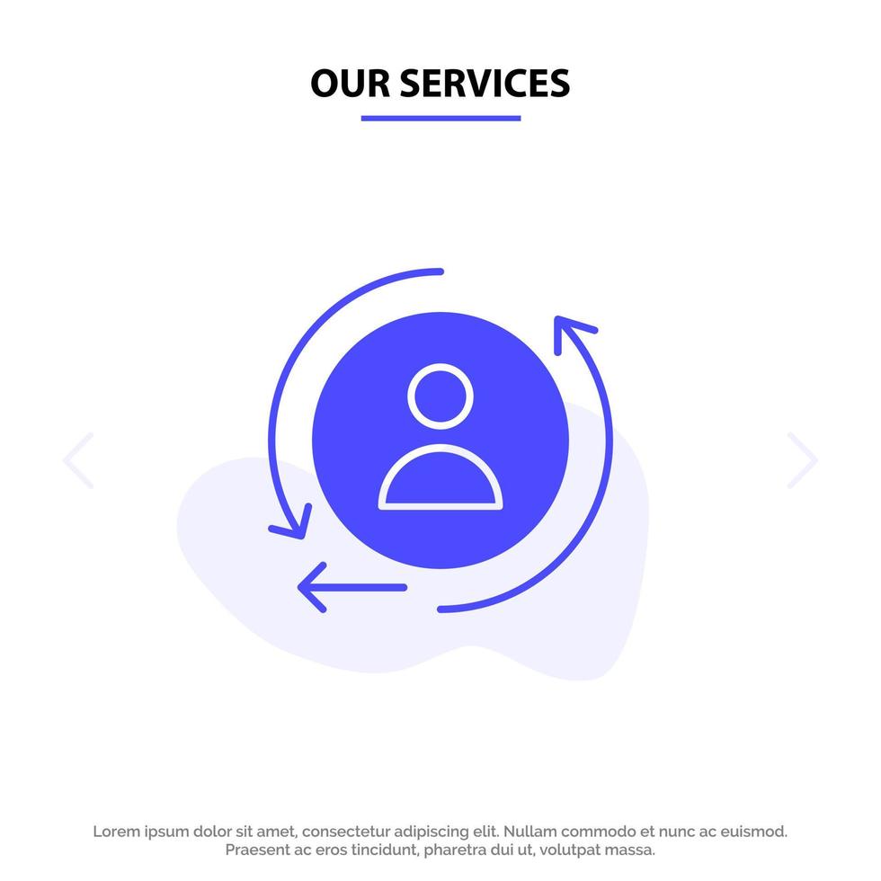 Our Services Digital Marketing Remarketing Solid Glyph Icon Web card Template vector