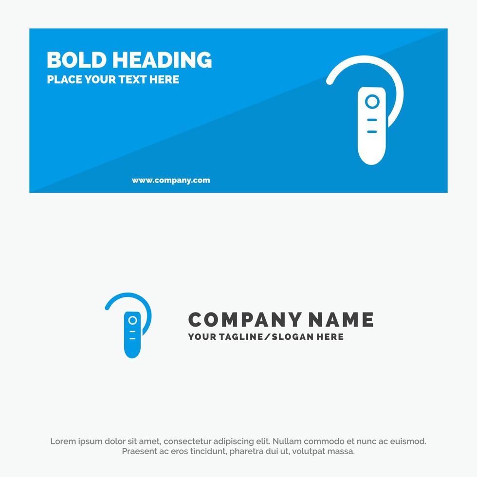 Accessory Bluetooth Ear Headphone Headset SOlid Icon Website Banner and Business Logo Template vector