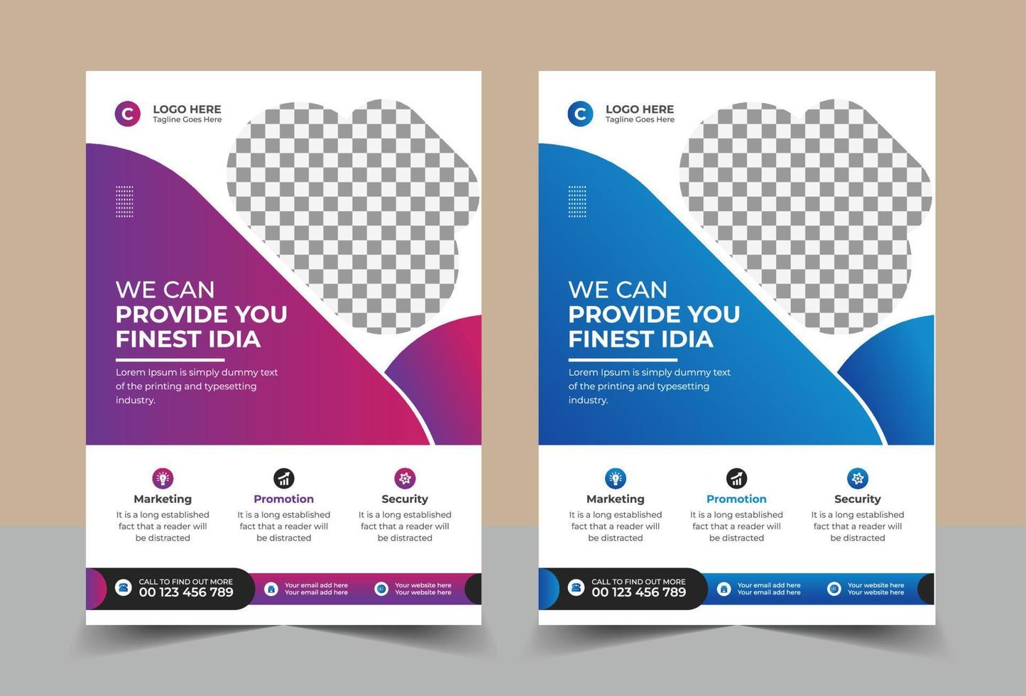 Professional corporate business flyer template with a modern layout vector