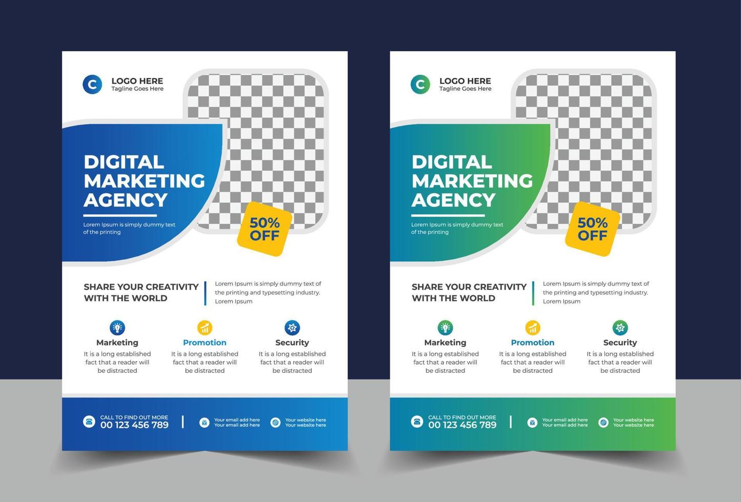 Corporate business flyer digital marketing agency template vector