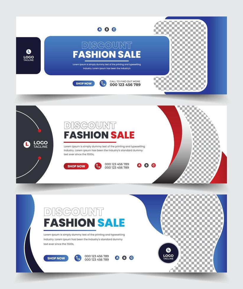Fashion sale banner social media facebook cover template vector