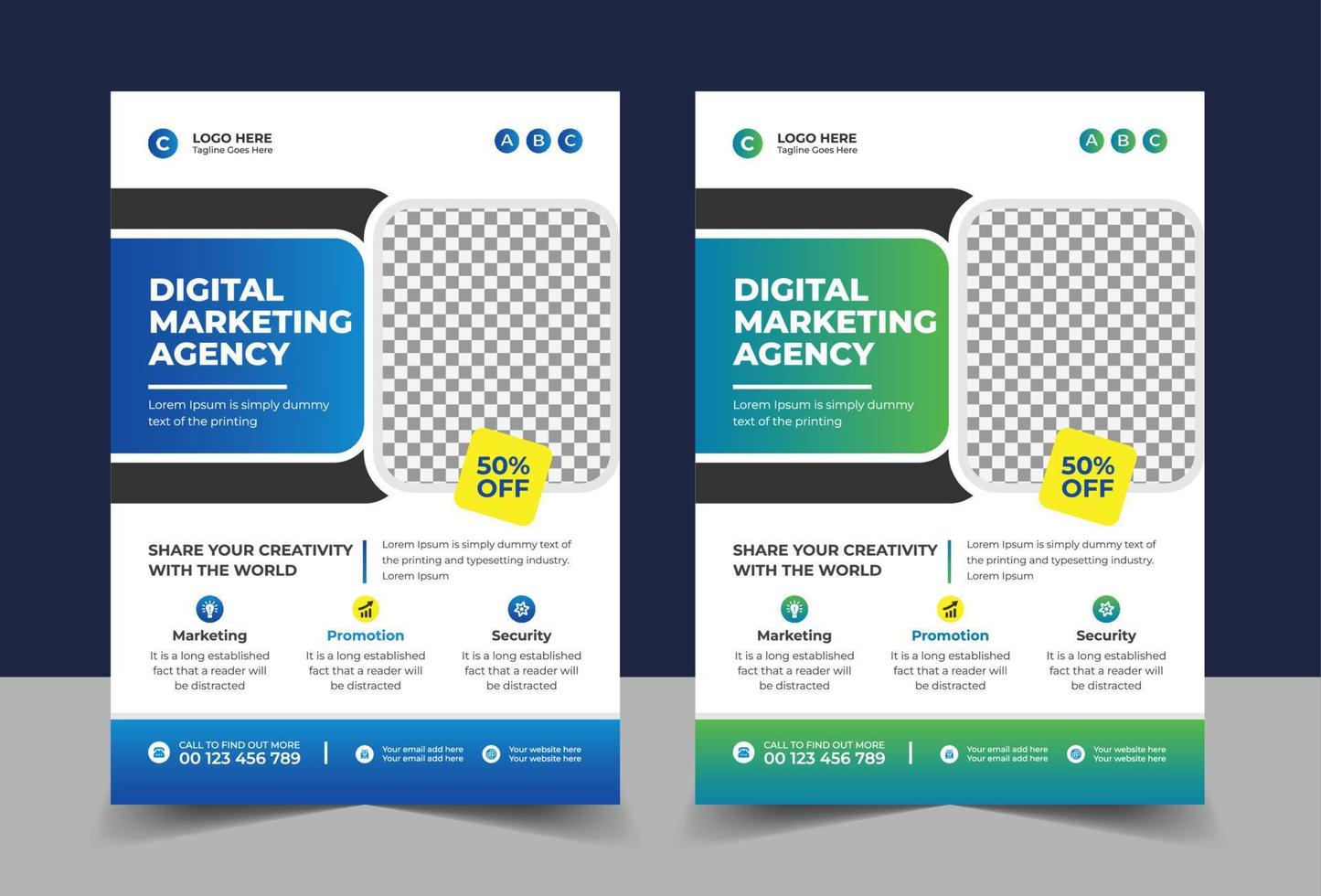 Corporate business flyer digital marketing agency template vector