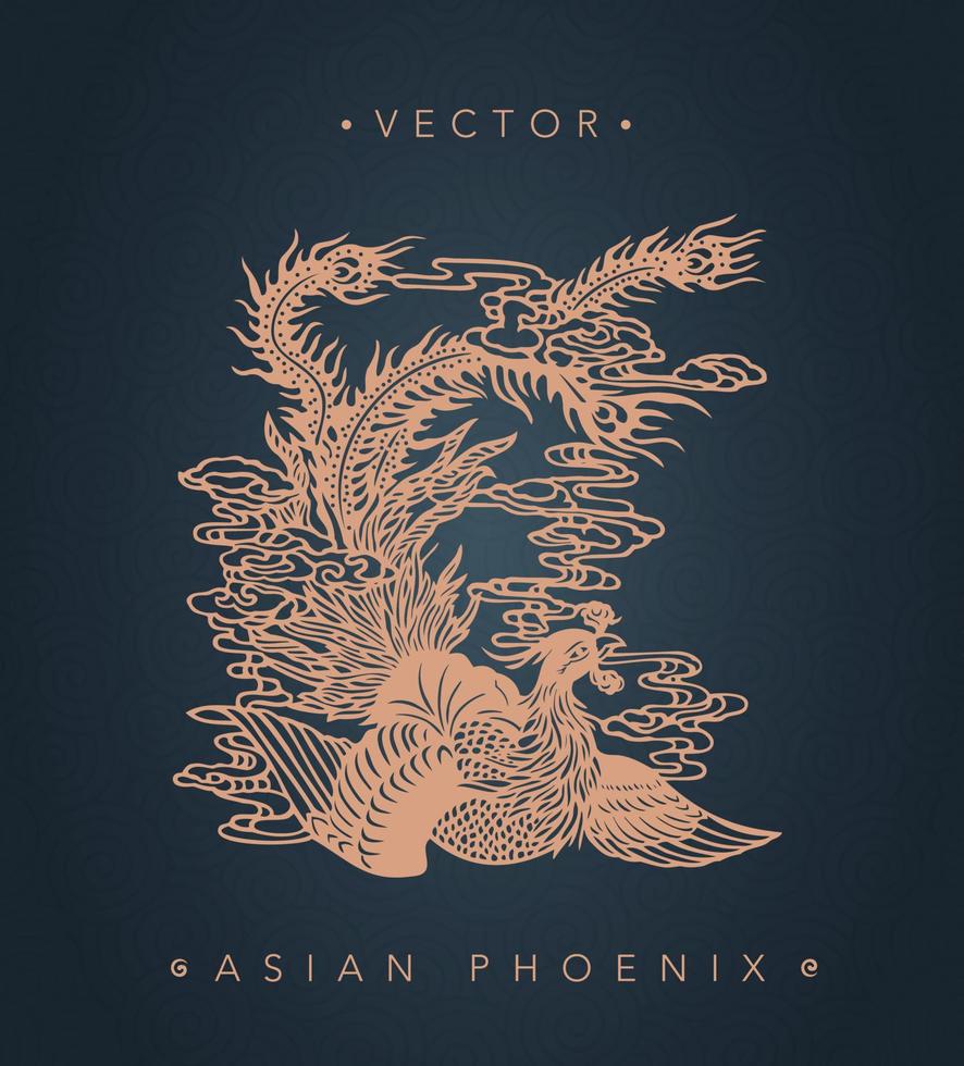 phoenix asiático phoenix chino forma de arte vector
