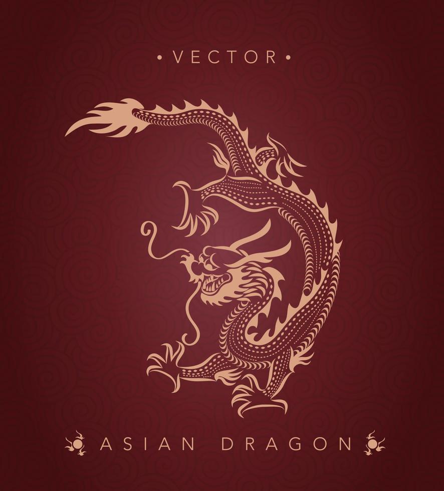 patrón de tótem de dragón chino dragón asiático vector