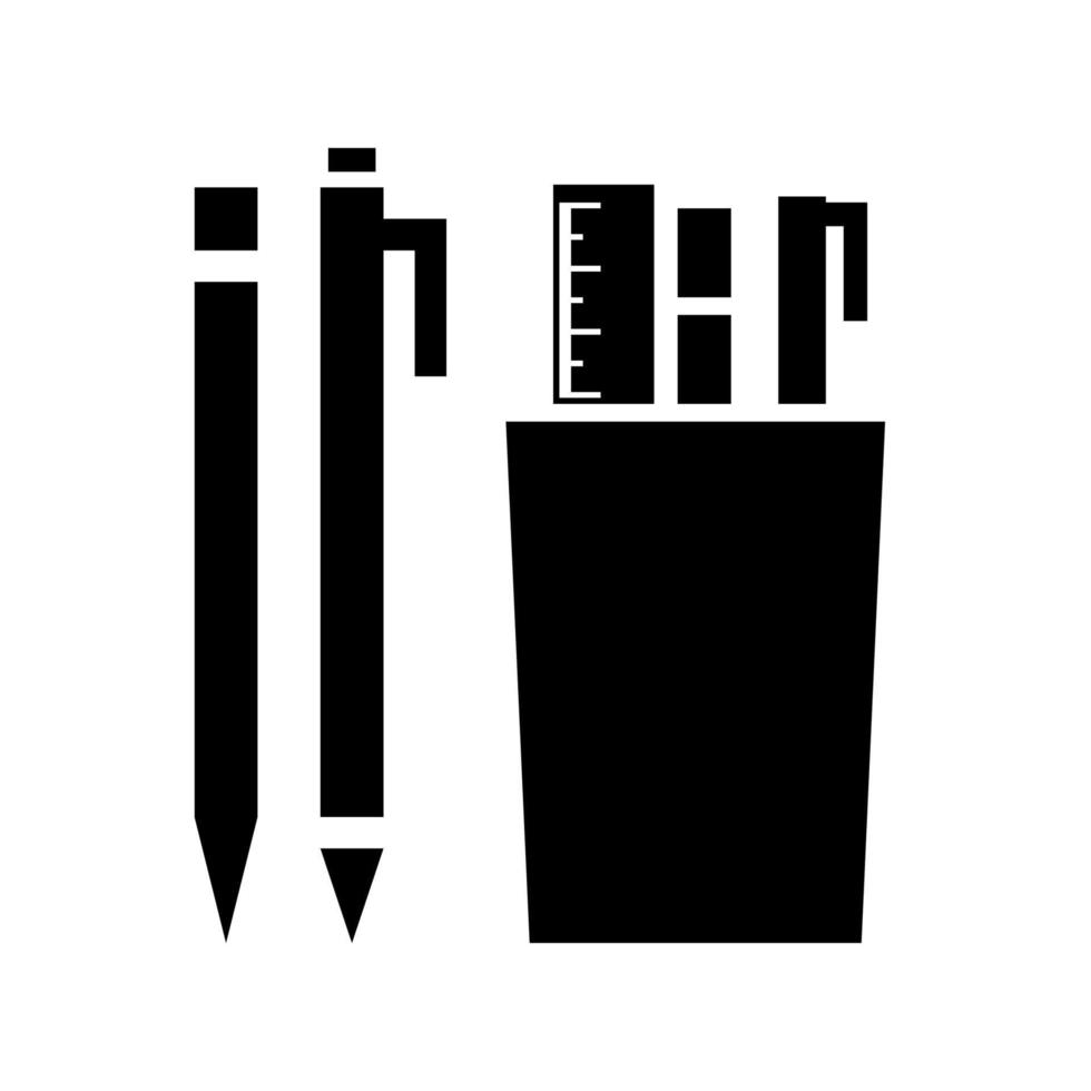 stationery,black icons set. polygonal type. vector