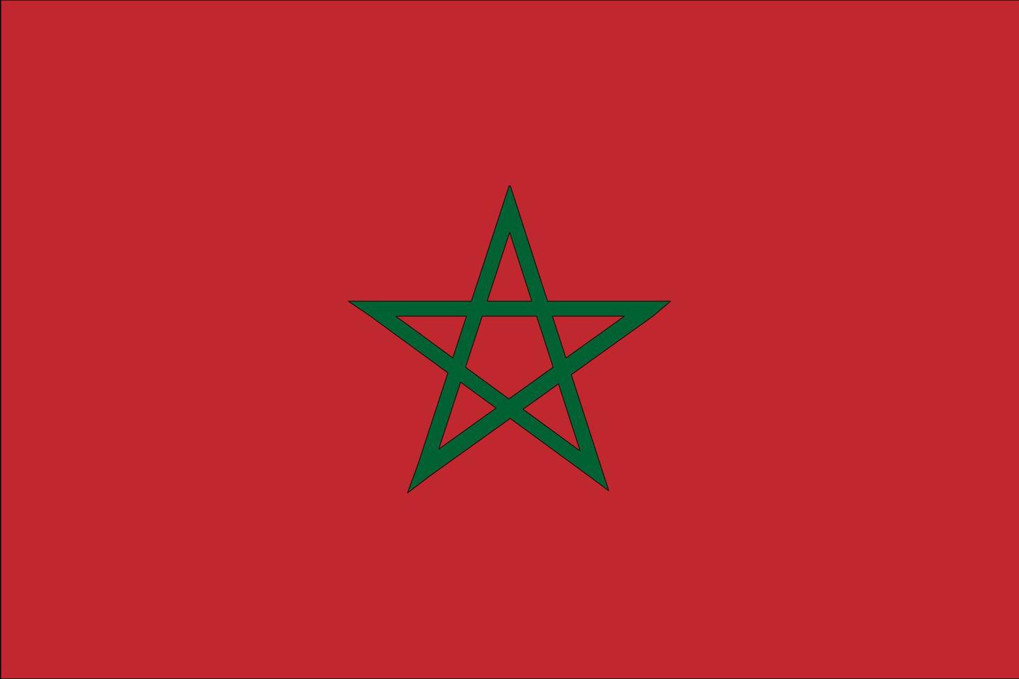 Flag of morocco. It's a red rectangle and a green five-pointed star with a black border. vector