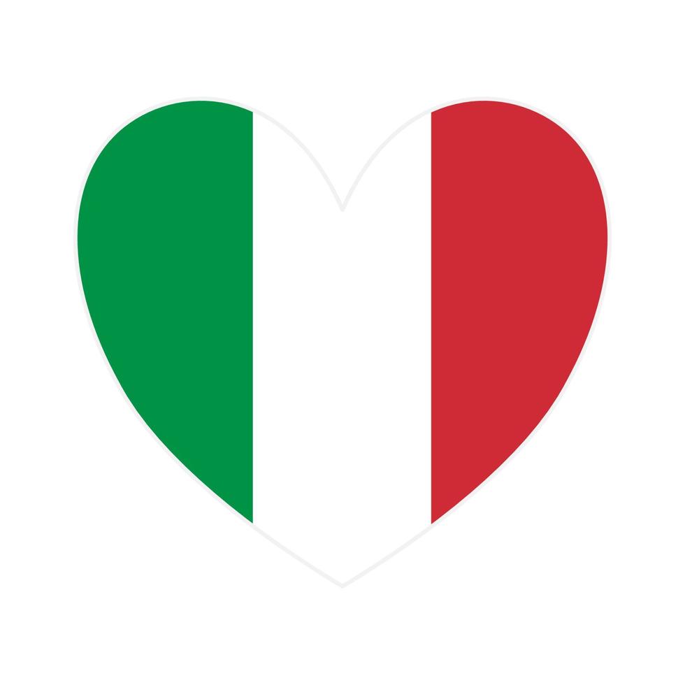 icono de la bandera de Italia en el corazón aislado. vector