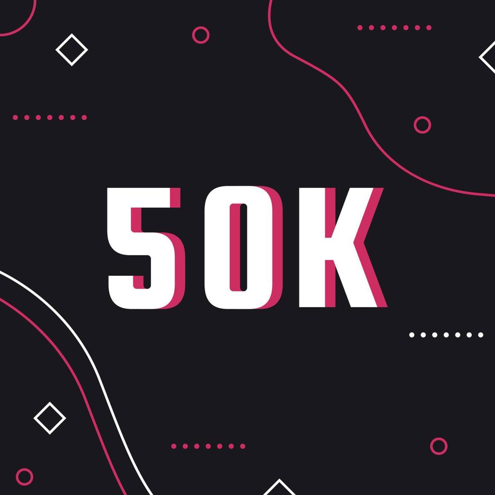 50k Followers memphis template vector