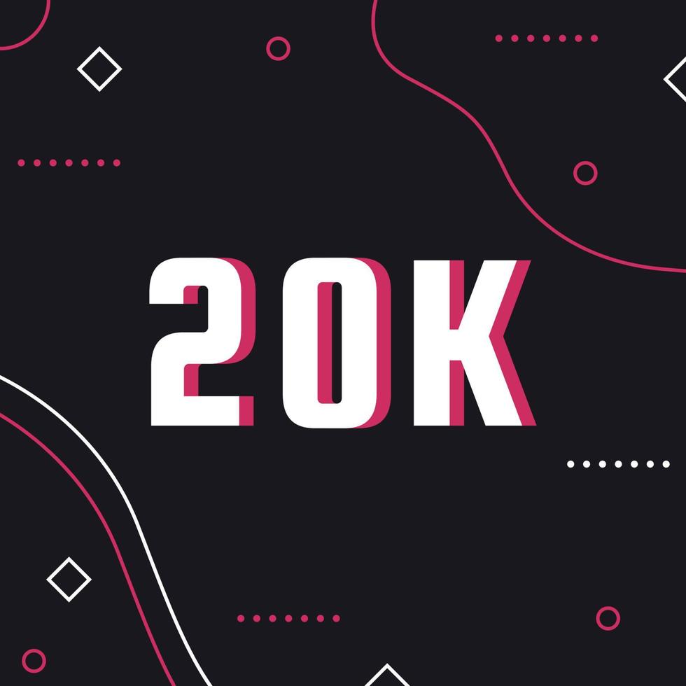 20k Followers memphis template vector