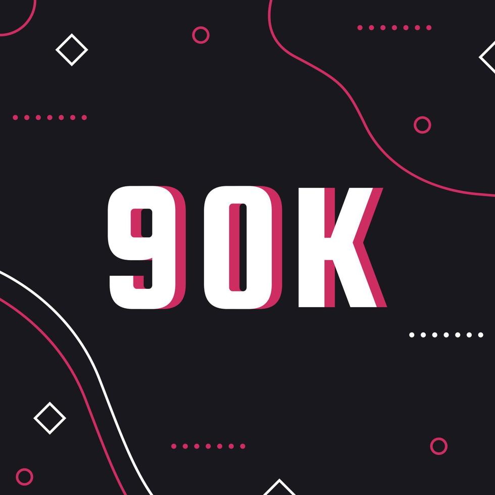 90k Followers memphis template vector