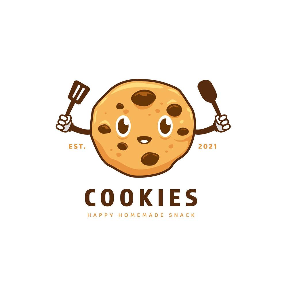 estilo de personaje de dibujos animados con el logotipo de la mascota de las galletas caseras felices vector