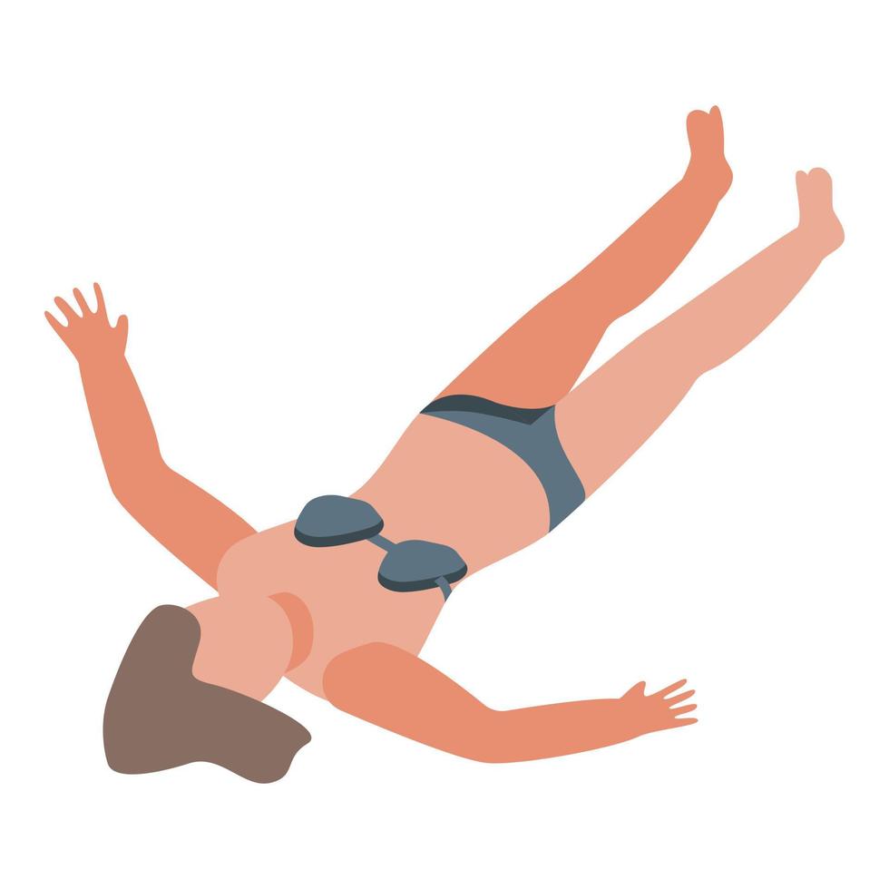 Woman relax swim icon isometric vector. Water diver vector