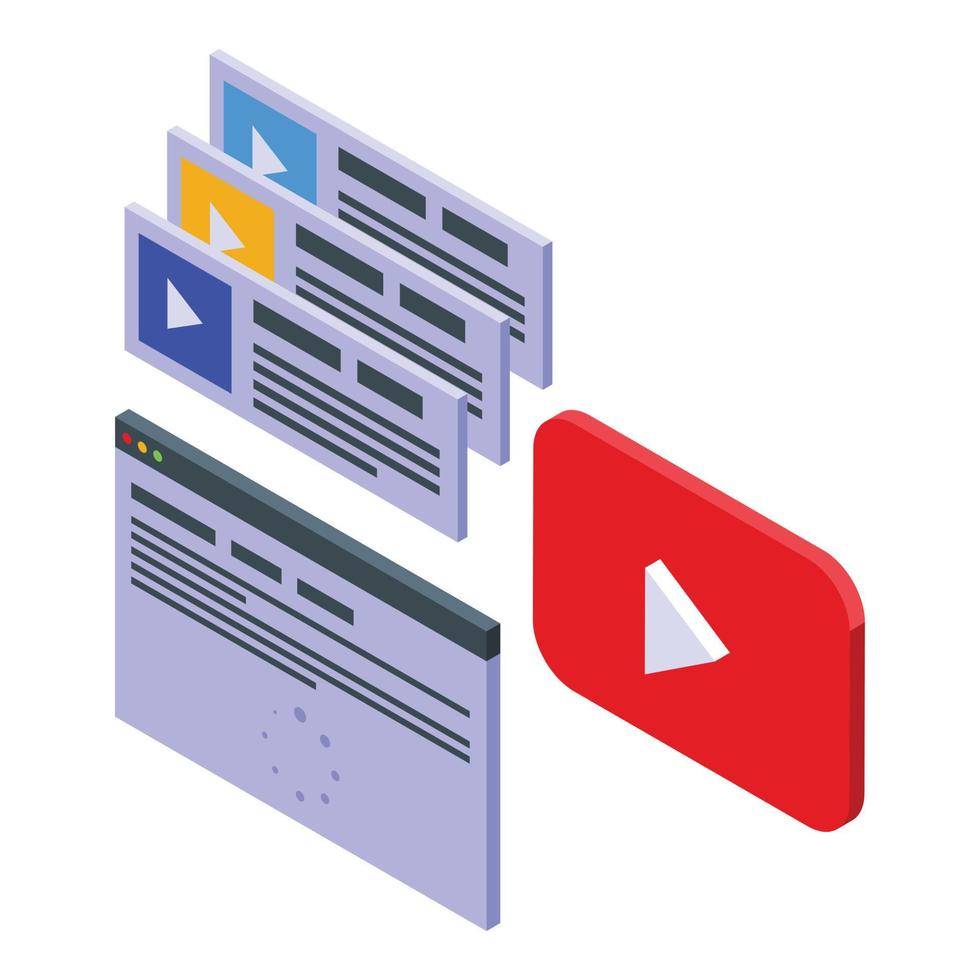 icono de curso en línea de video vector isométrico. aprender gratis