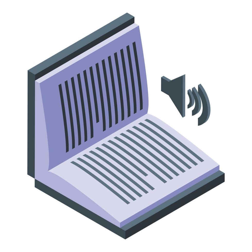 Audio book play icon isometric vector. Online library vector