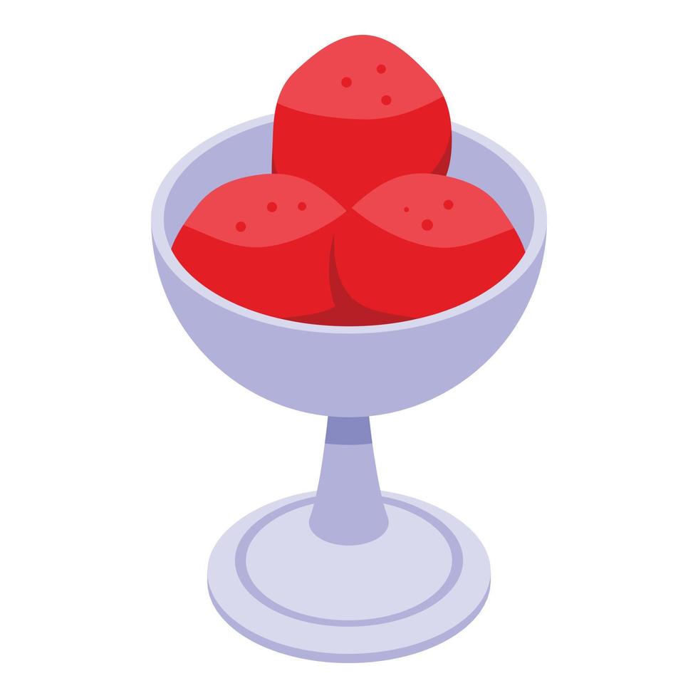 icono de postre de bola roja vector isométrico. hielo congelado