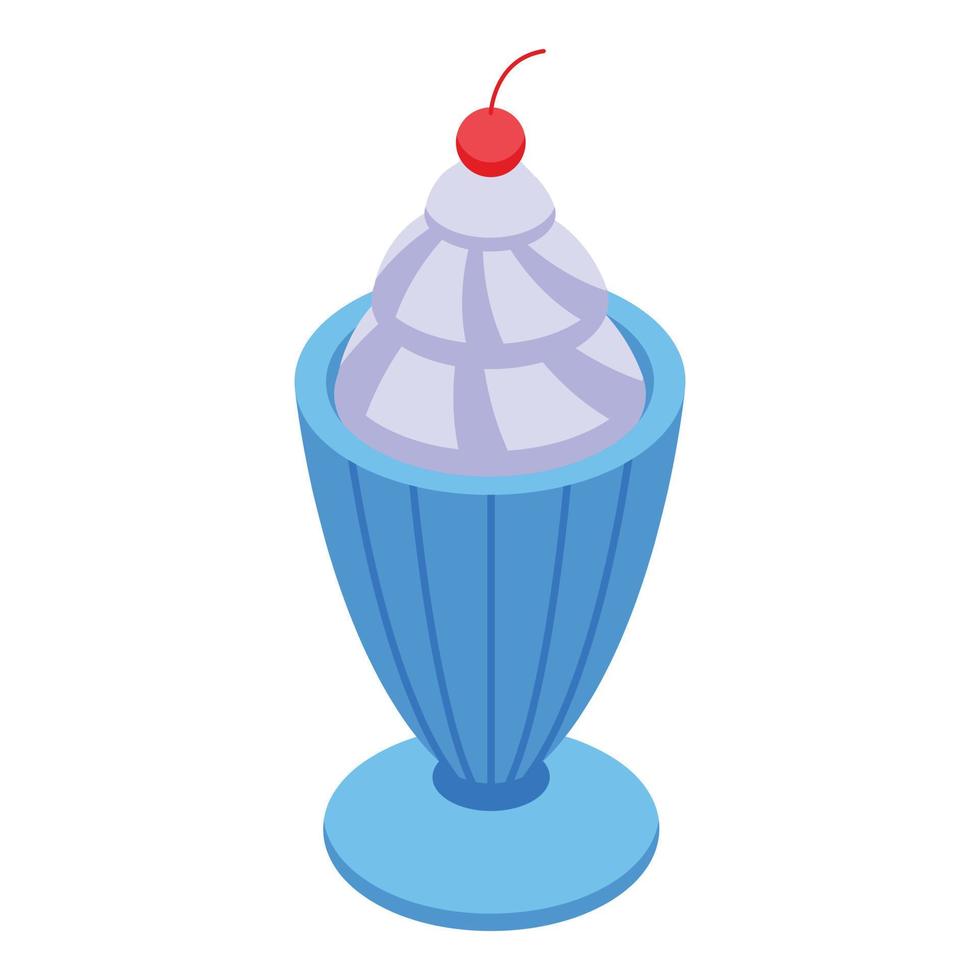 Vanilla sundae icon isometric vector. Cream scoop vector