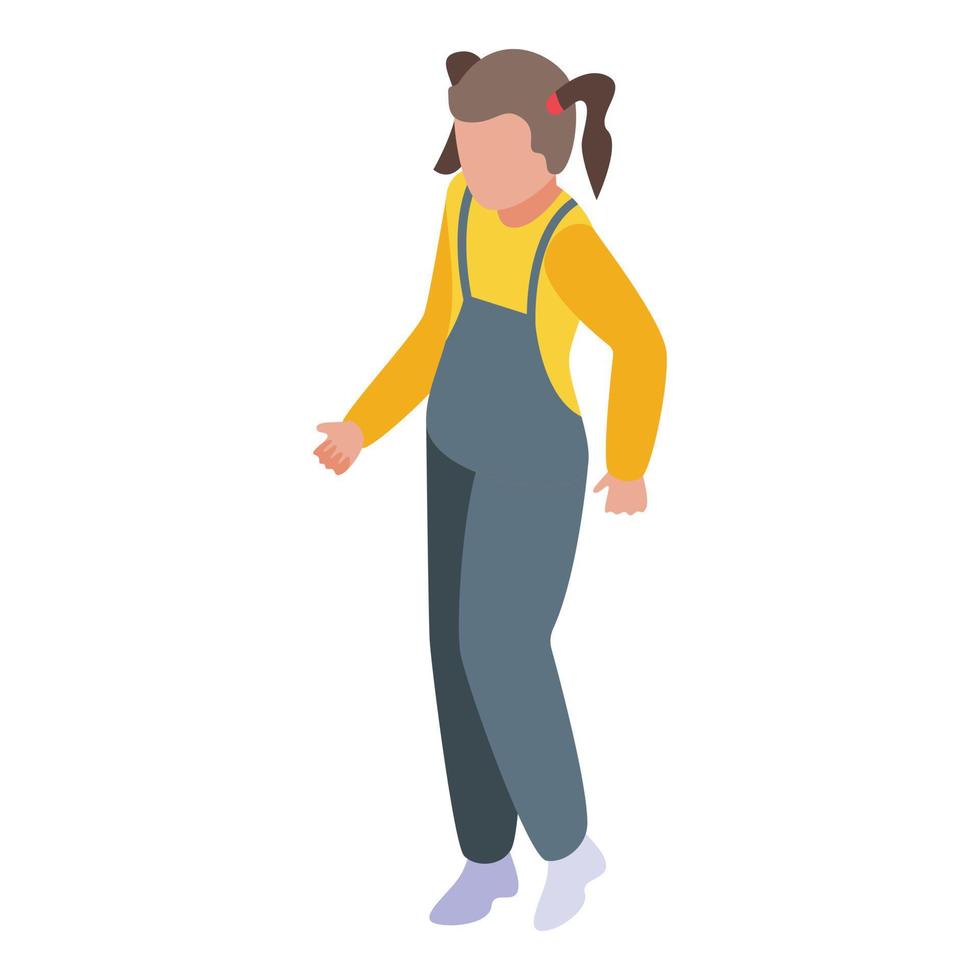 Cute girl dance icon isometric vector. Child fun vector