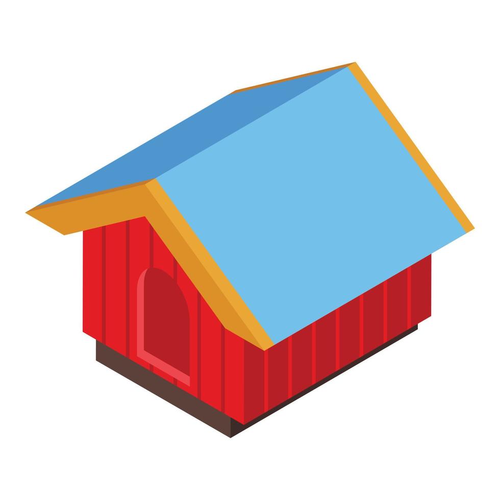 colorido perro casa icono vector isométrico. lindo techo