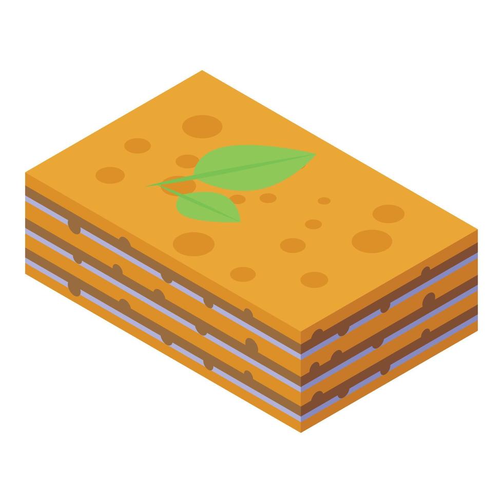 Baked lasagne icon isometric vector. Pasta food vector