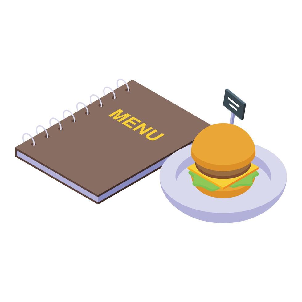 Street cafe burger menu icon isometric vector. City restaurant vector
